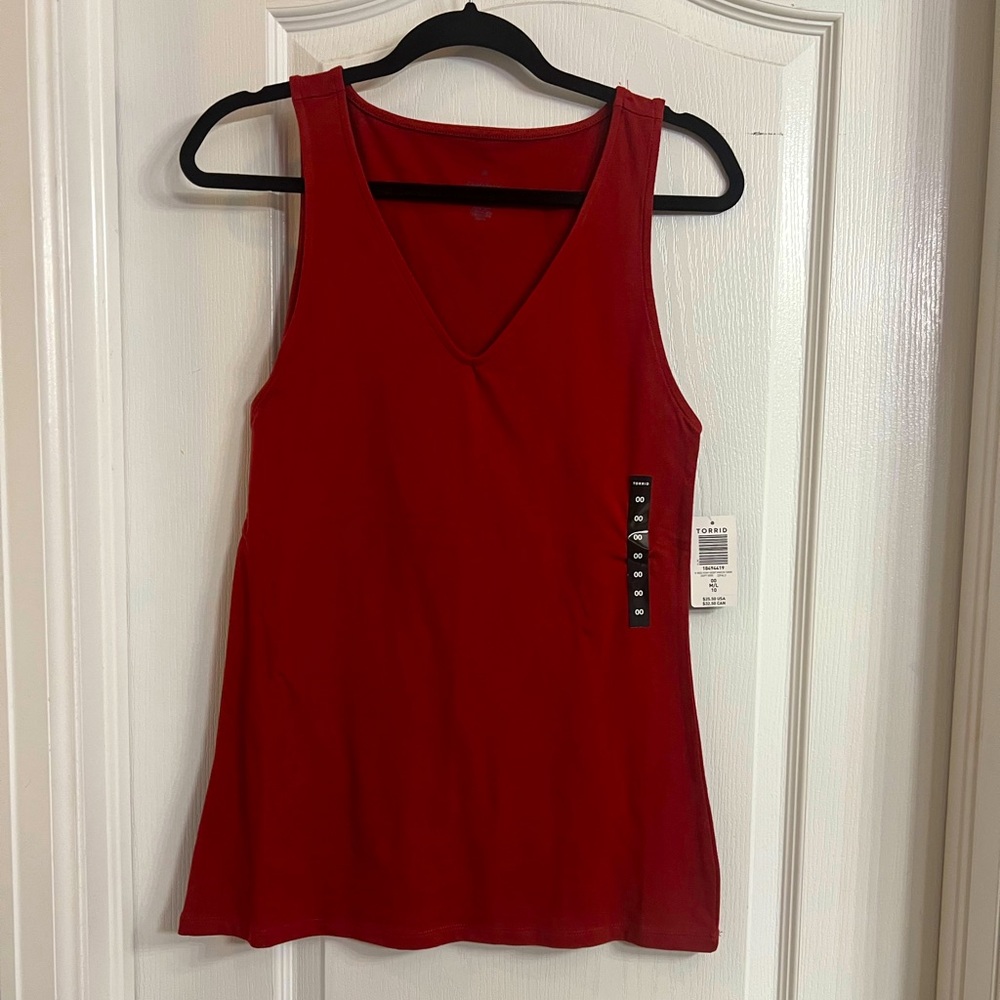 New With Tags Torrid Foxy V Neck Red Tank Top Size 00